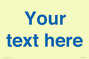 Custom blank information sign. Blue text, plain background